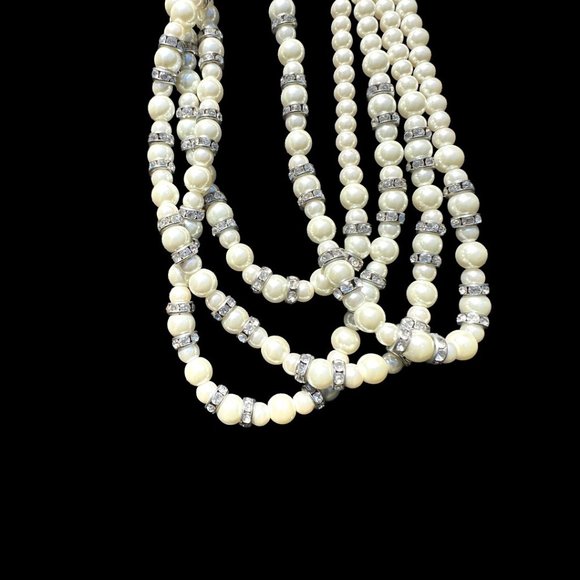 Vintage Faux Pearl Statement Necklace Chunky Beaded Bridal Necklace Mother Bride - Picture 5 of 12